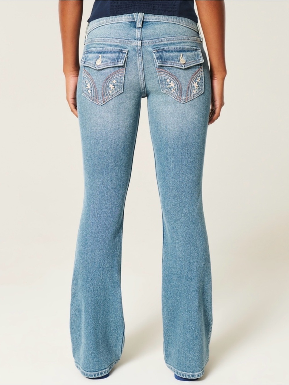 Hollister Low Rise Embroidered Florals denim  Bootcut Jeans